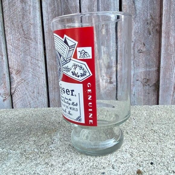 Vintage Budweiser Label Beer Glass Clear - Picture 5 of 7